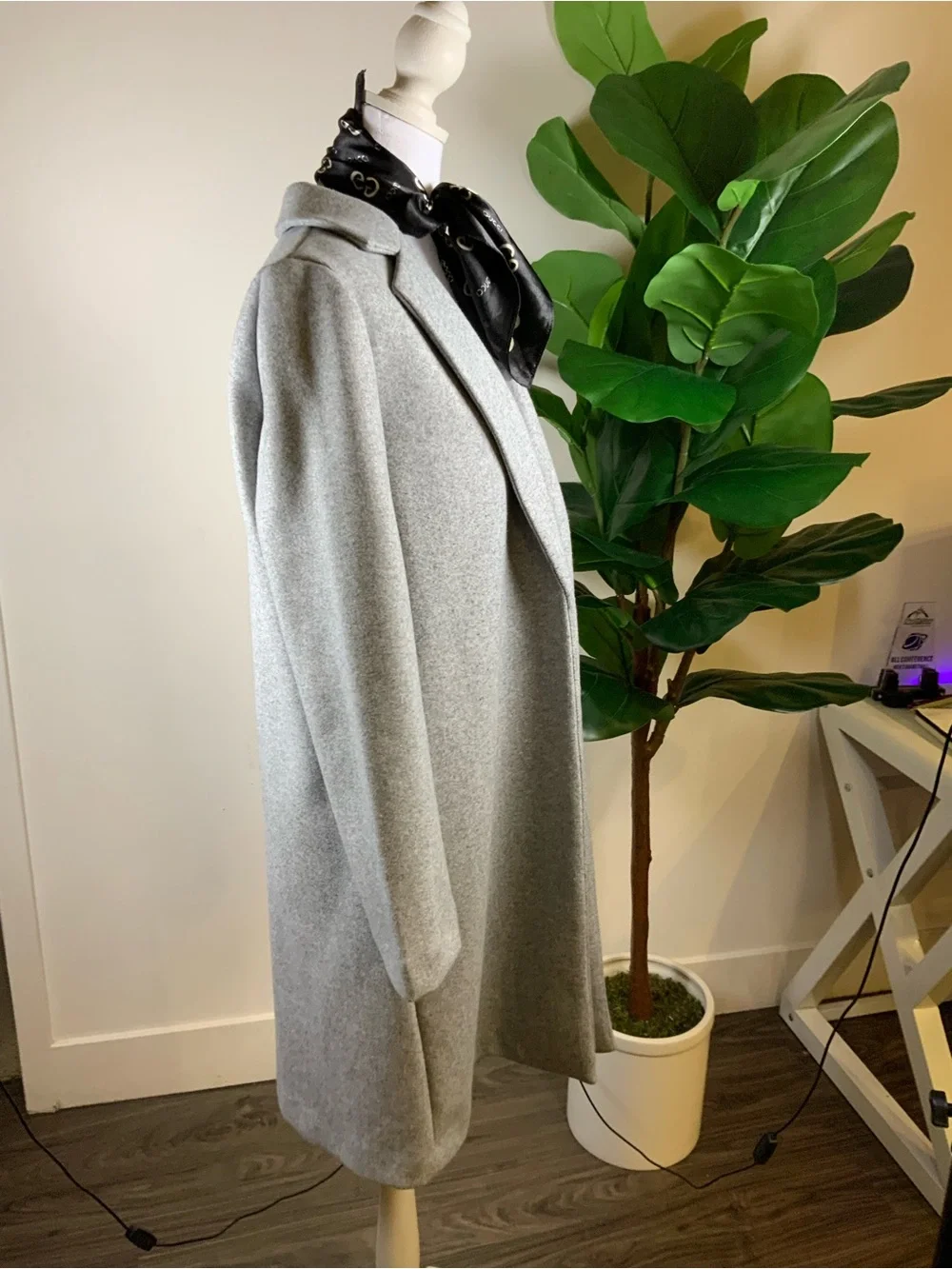 Zara Light Gray Open-Front Trench Coat